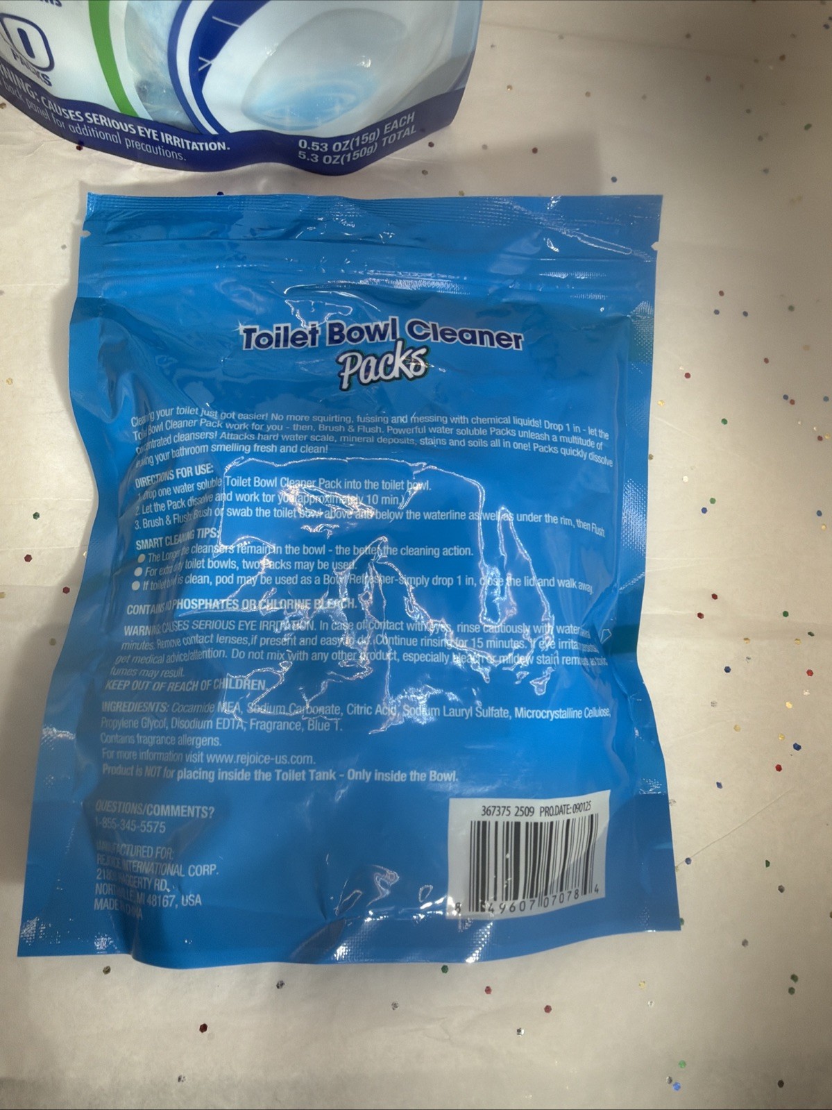 Toilet Bowl Cleaner Fresh Scent 10 Pack Pods (2 Pouches) 15g Each Rejoice Intl