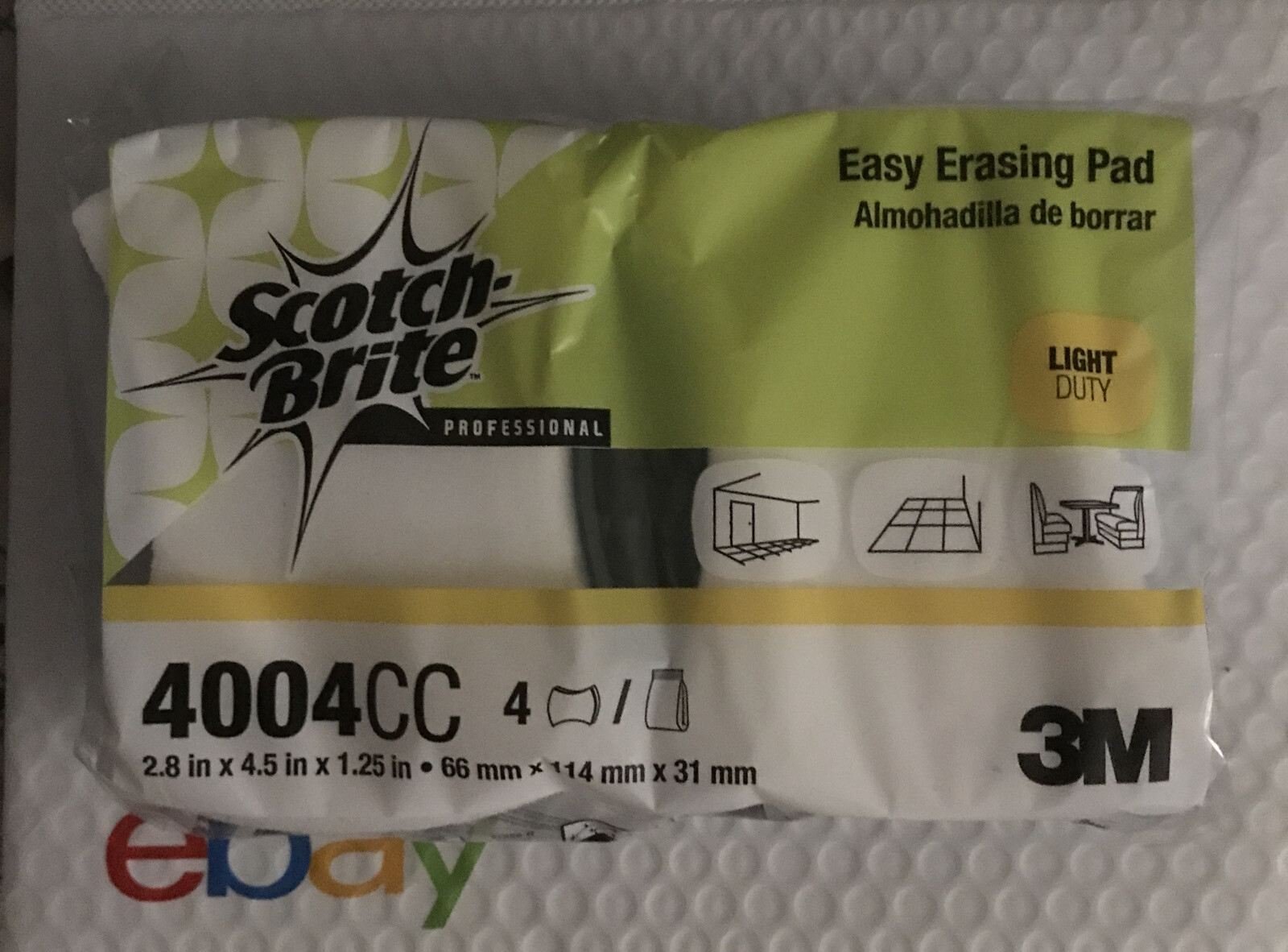 Pack of 4 ~ 3M Scotch Brite Professional Easy Erasing Pads ~ 4004CC ~ Light Duty