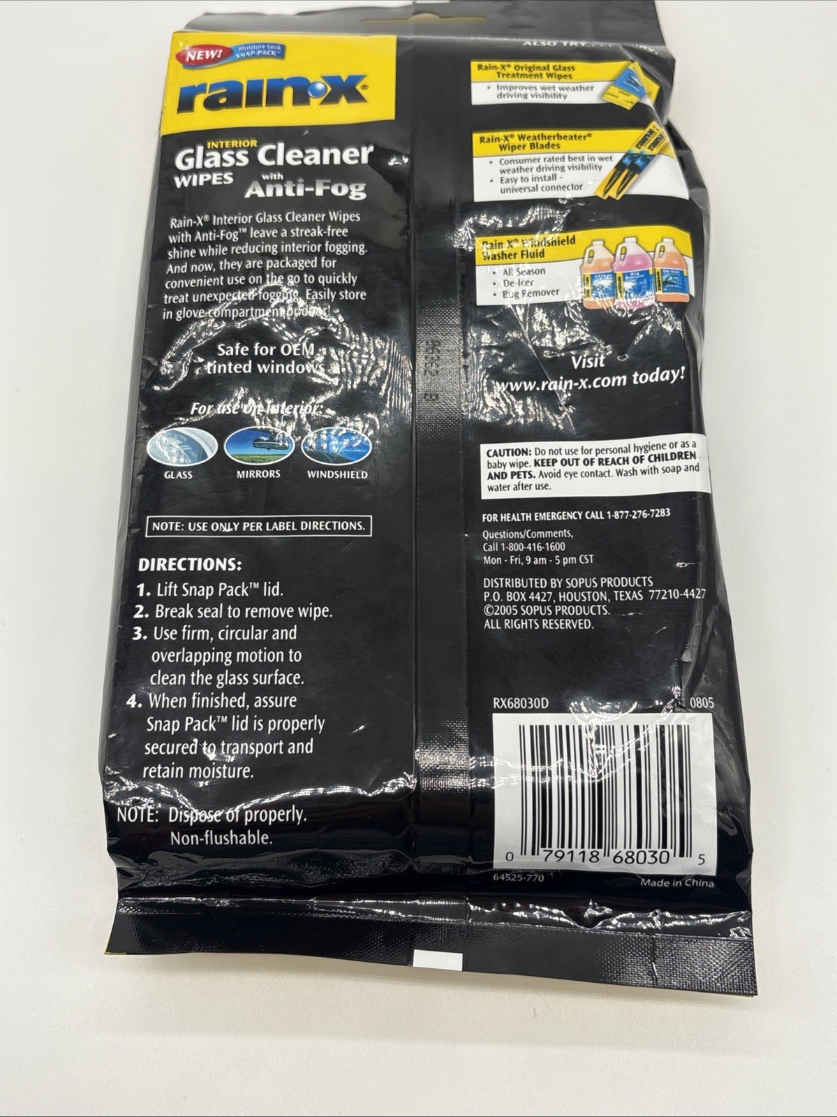 Rain-X Interior Glass Cleaner Wipes With Anti-Fog 25 Wipes New Sealed HTF