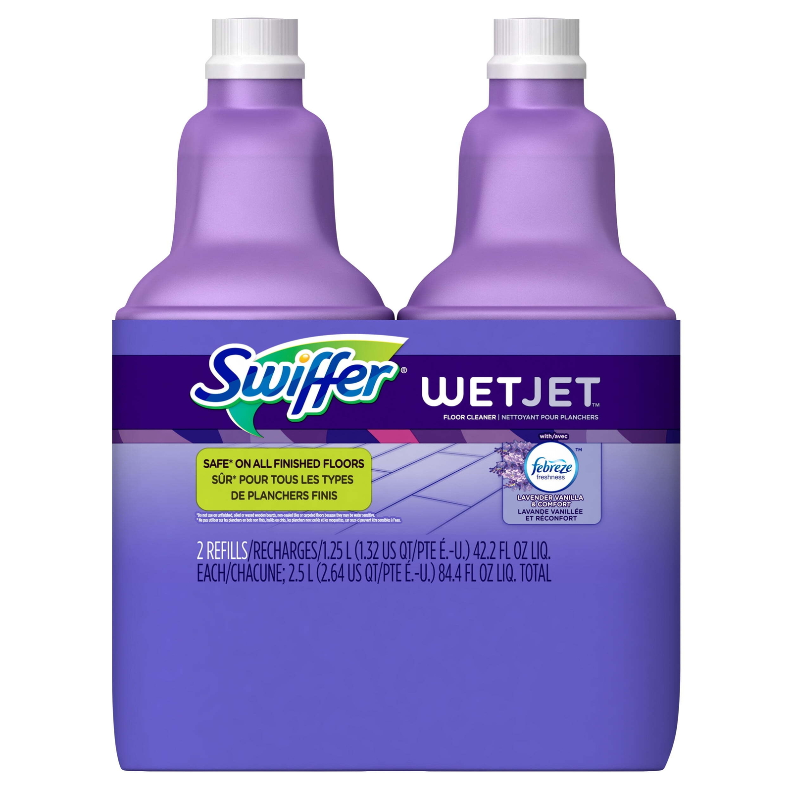 WetJet Liquid Floor Cleaner, Lavender Vanilla & Comfort, 1.25 Liter (2 Pack)