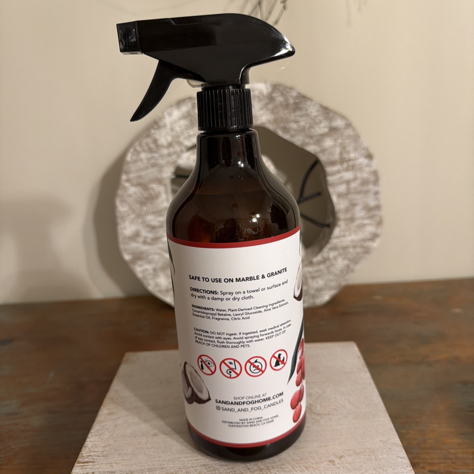 Sand + Fog Coconut & Lychee Plant Based Cleaner 25.4 oz. New.