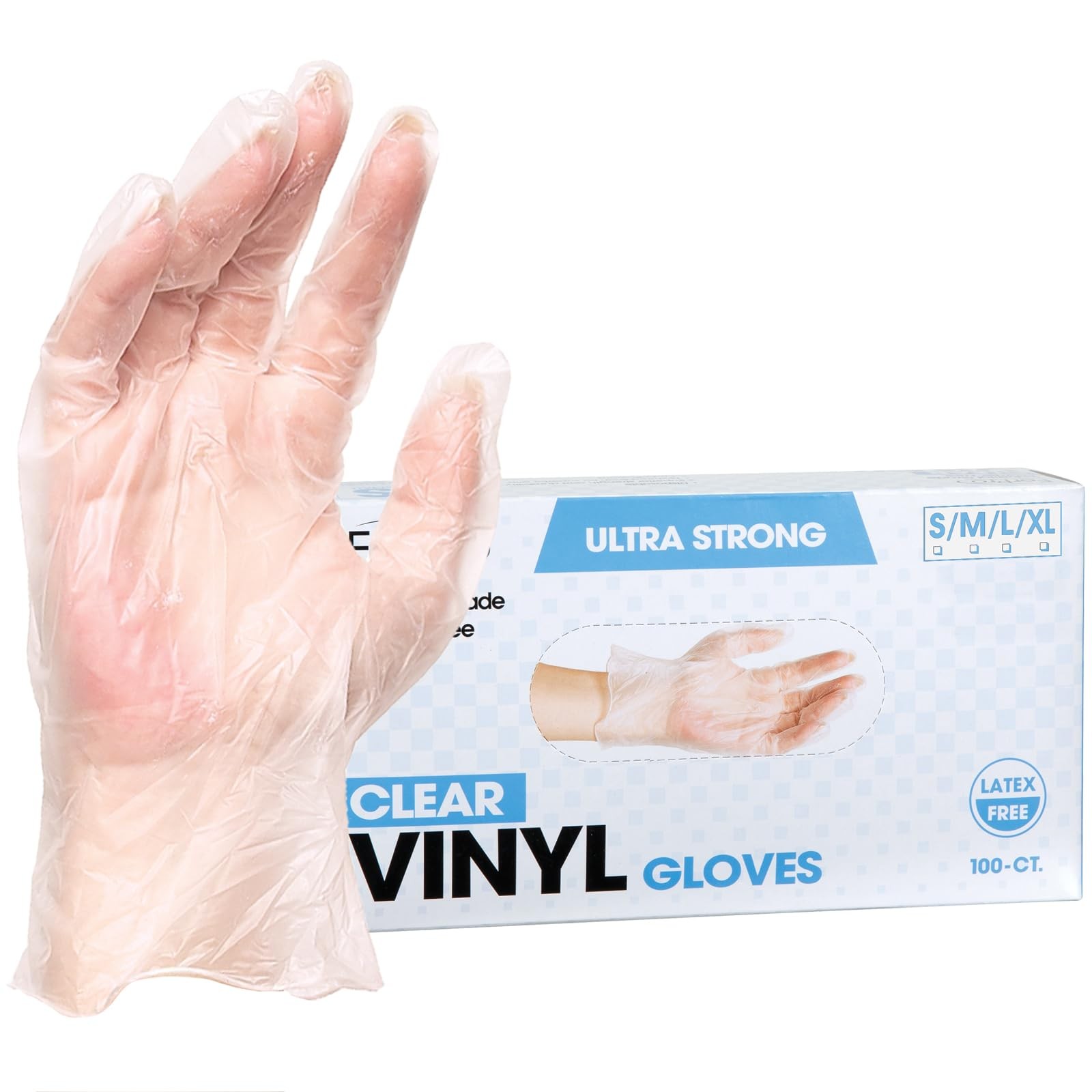 ForPro Disposable Vinyl Gloves, Clear, Industrial Medium (Pack of 100), Clear