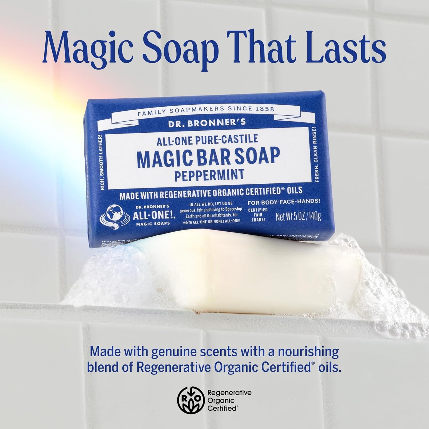 Dr. Bronner’s Pure-Castile Magic Bar Soap (Peppermint, 5oz, 12-Pack) ?C Made wi