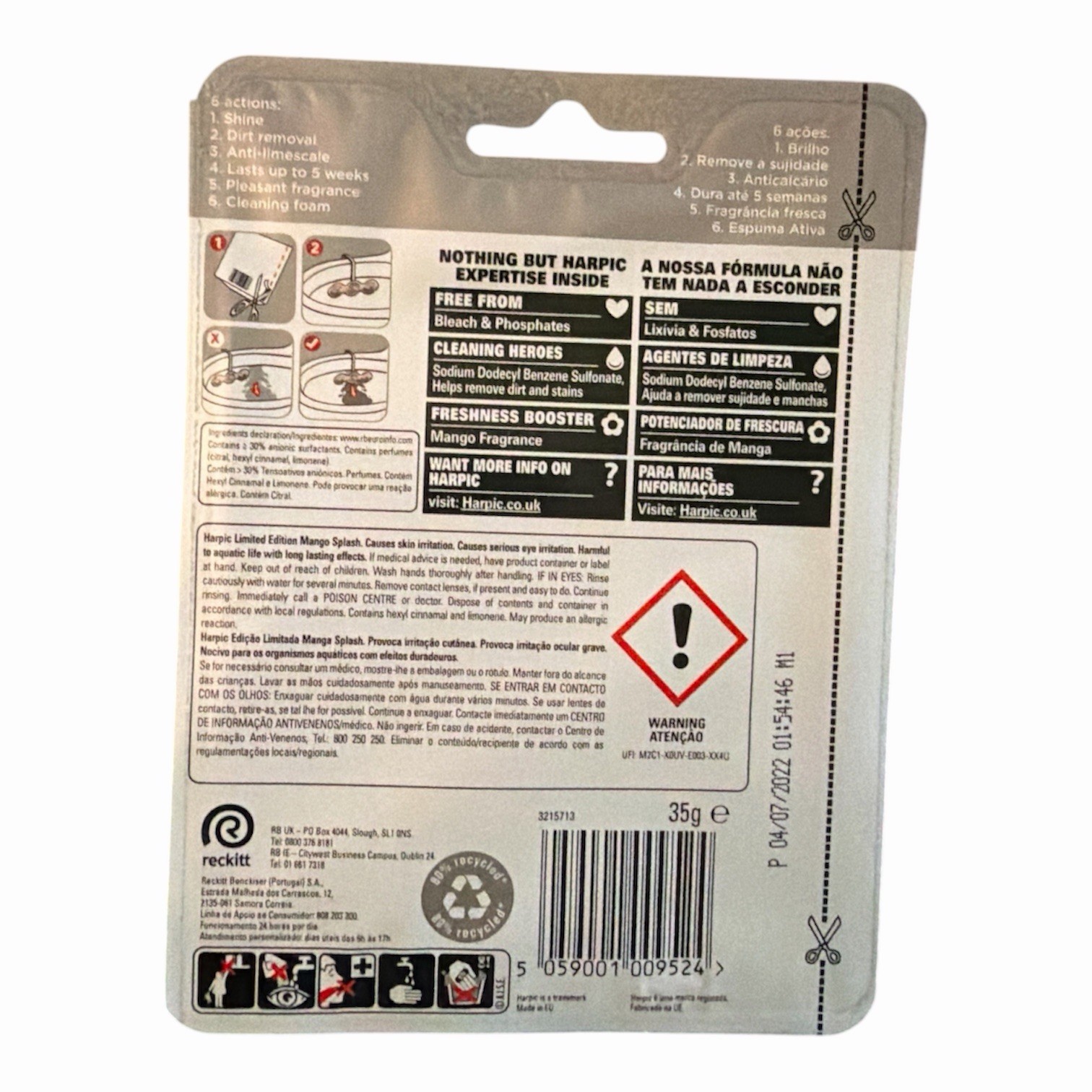 Harpic Rim Block Mango Splash Limited Edition 35g EU Import