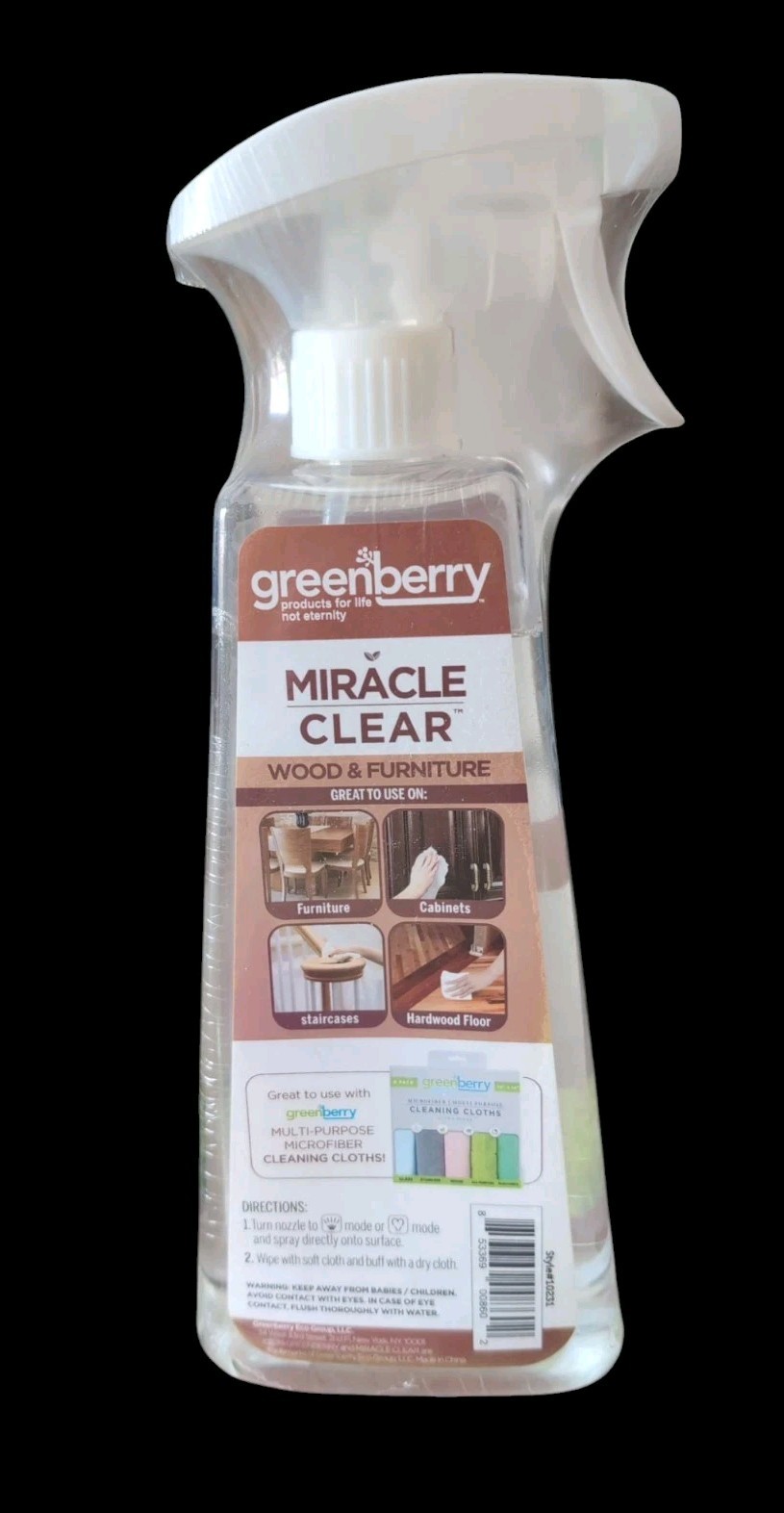GREENBERRY Miracle Clear Wood & Furniture Polish Eco Clean Pet Safe Botanical