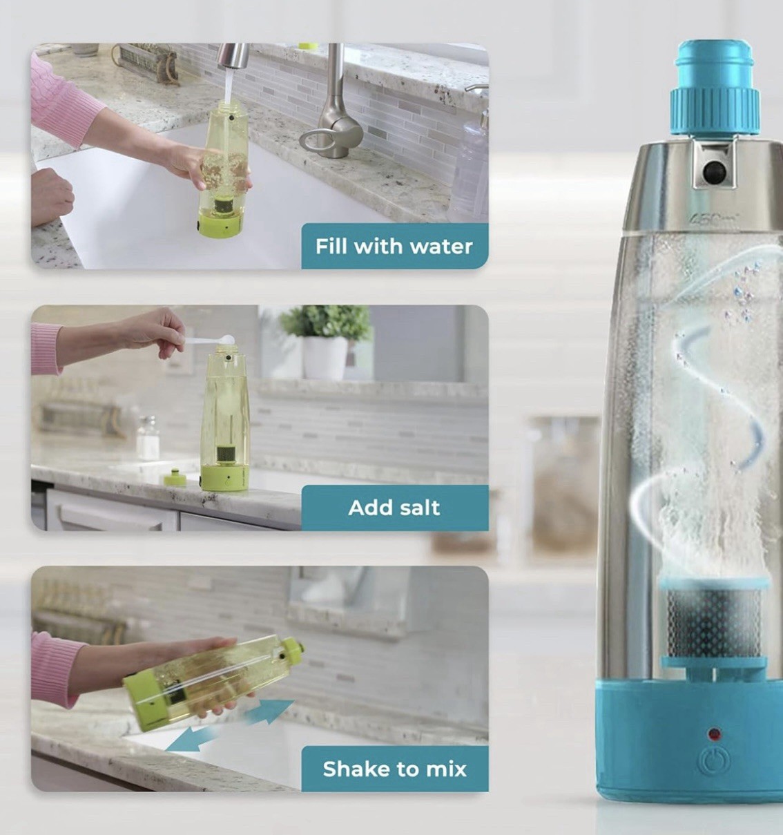 Multi-Purpose Natural Cleaner Kit w Adapter Prepper Supply Uses Salt & Water Eco