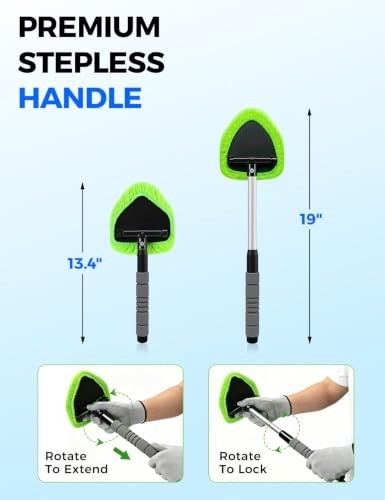 Windshield Cleaner Tool Extendable Handle 5.7×6.1in 180 Swivel Head Car