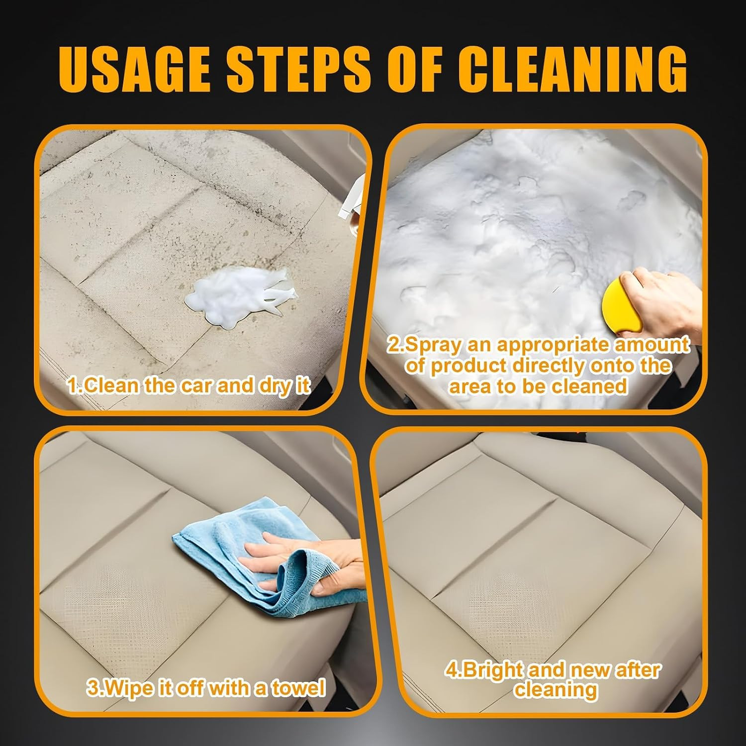 4-in-1 Multi-Enzyme Foam Cleaner, 2 PCS Foam Cleaner All Purpose Deep Cleaning S