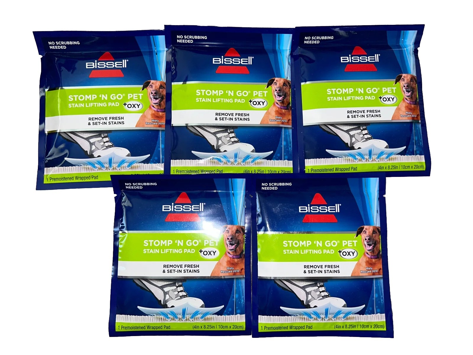 Bissell Stomp ‘n Go Pet Stain Lifting Pad+ OXY 5 Pack New Sealed.