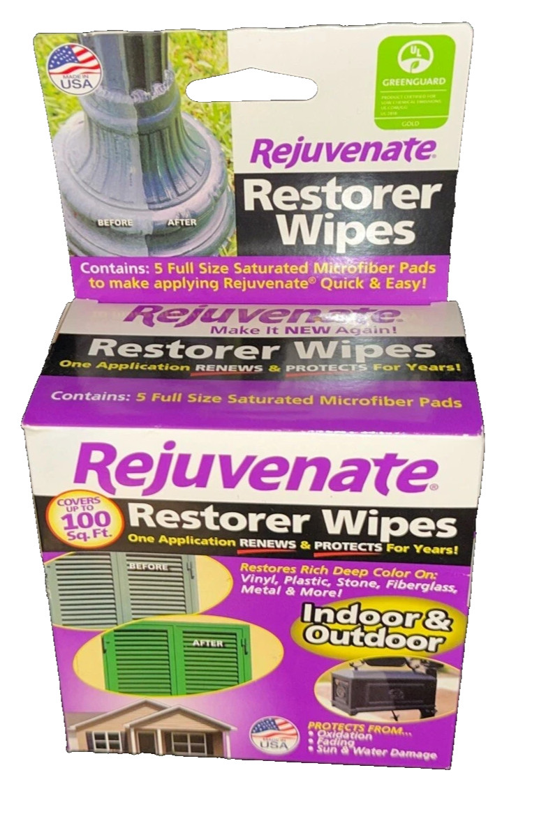 Rejuvenate Restorer Wipes 5 Pack Microfiber Indoor Outdoor Surface Cleaner NEW