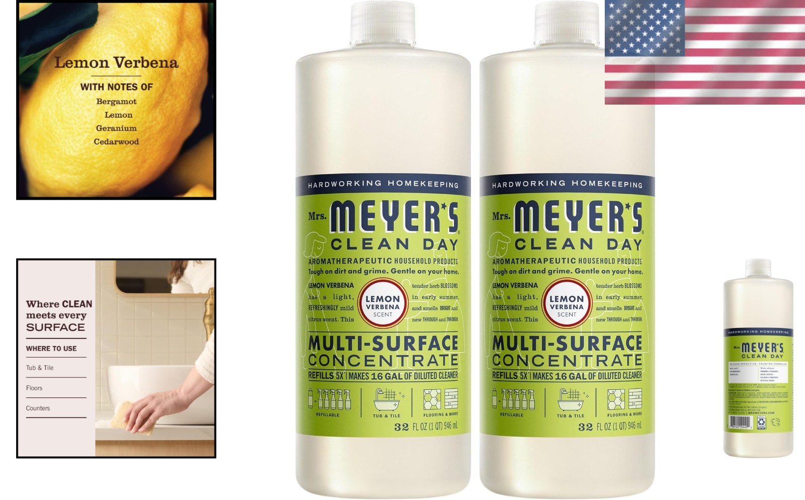 Lemon Verbena Scented All-Purpose Cleaner – Mrs. Meyer’s 32 Fl Oz, 2-Pack