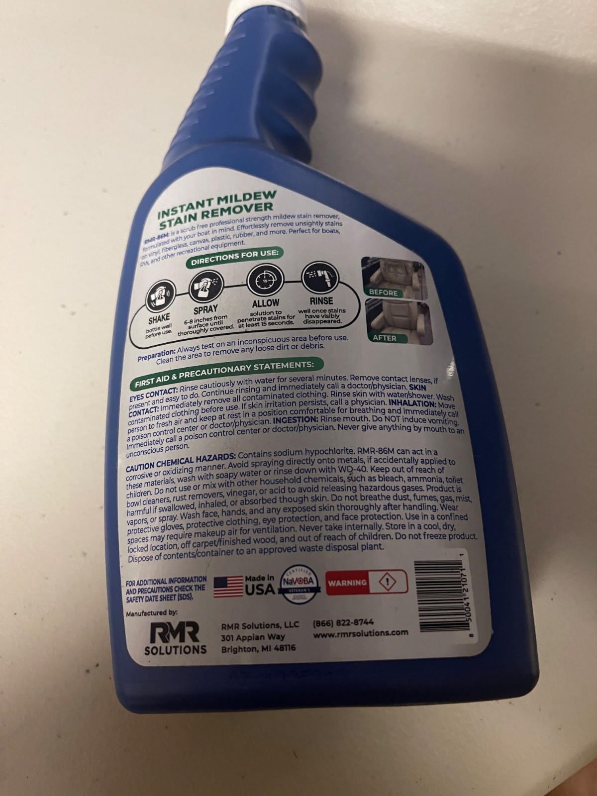 Mr-86m marine mildew stain remover 24 ounces. No sprayer