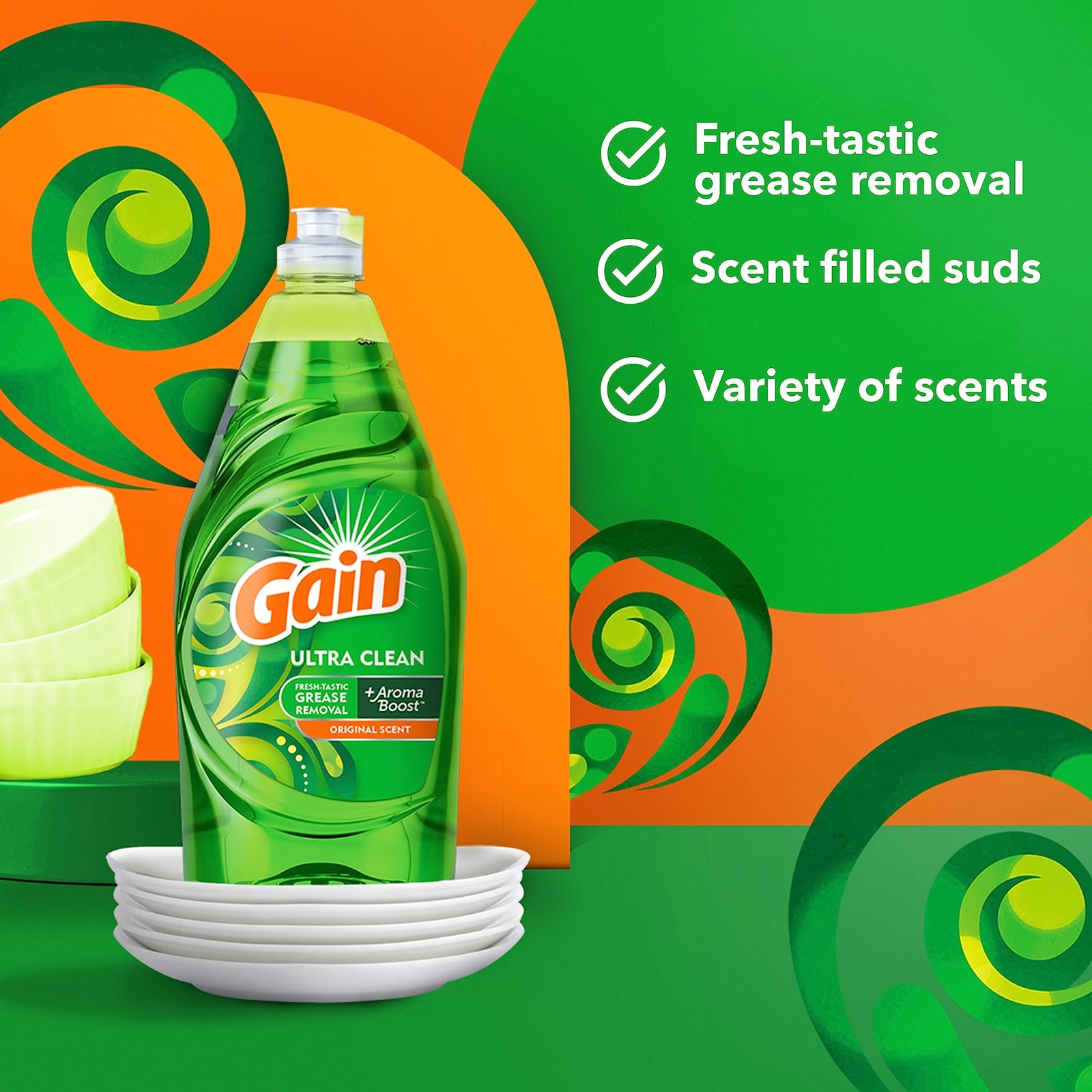 Gain Ultra Dishwashing Liquid Soap 38 Fl Oz Irresistible Scent Made In Usa