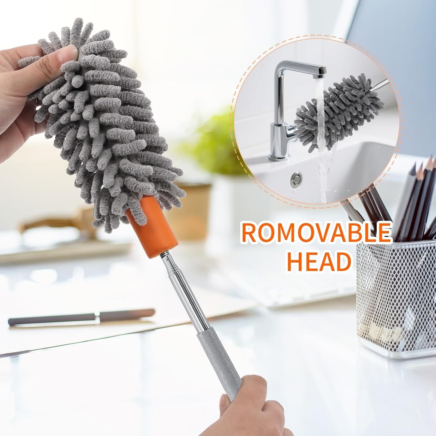 Mini Duster for Cleaning, 360° Bendable Hand Dusters with Extension Pole, Was…