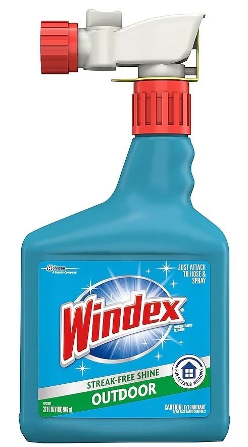 NEW Windex Streak-Free Outdoor Shine Window Cleaner 32 Fl Oz Hose End Sprayer S3