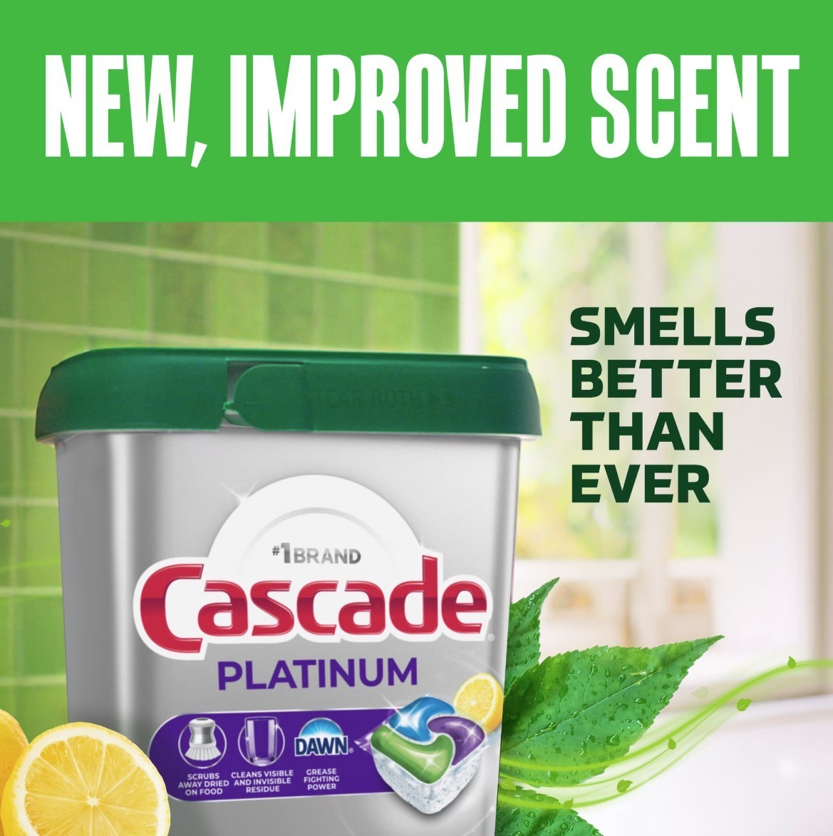 [FASH SALE]2 Pack Cascade Platinum Dishwasher Detergent Pods Lemon 59 Count Tabs