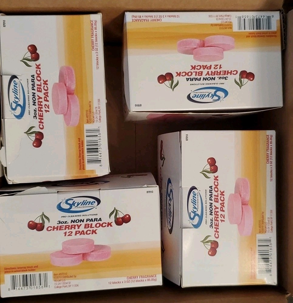 48 LOT 3 oz. Urinal Toss Block Cherry Para Urinal Cakes Pink Cherry Case 87010