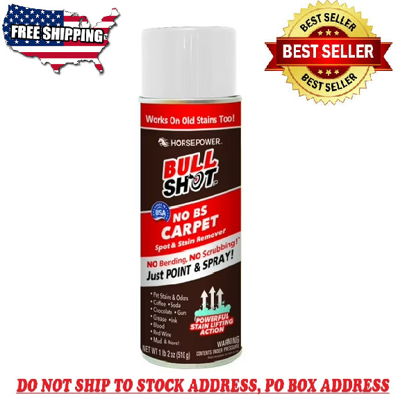 Bull Shot Spot Stain Remover Foam Cleaner Carpets Pet Safe Deodorizer 18oz New