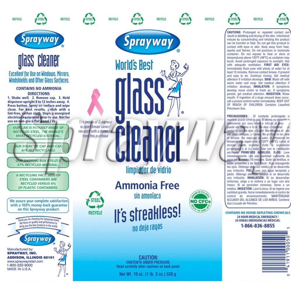 fOaMinG GLASS CLEANER Aerosol spraY FOAM 19oz ammonia free clean SprayWay Sw050r
