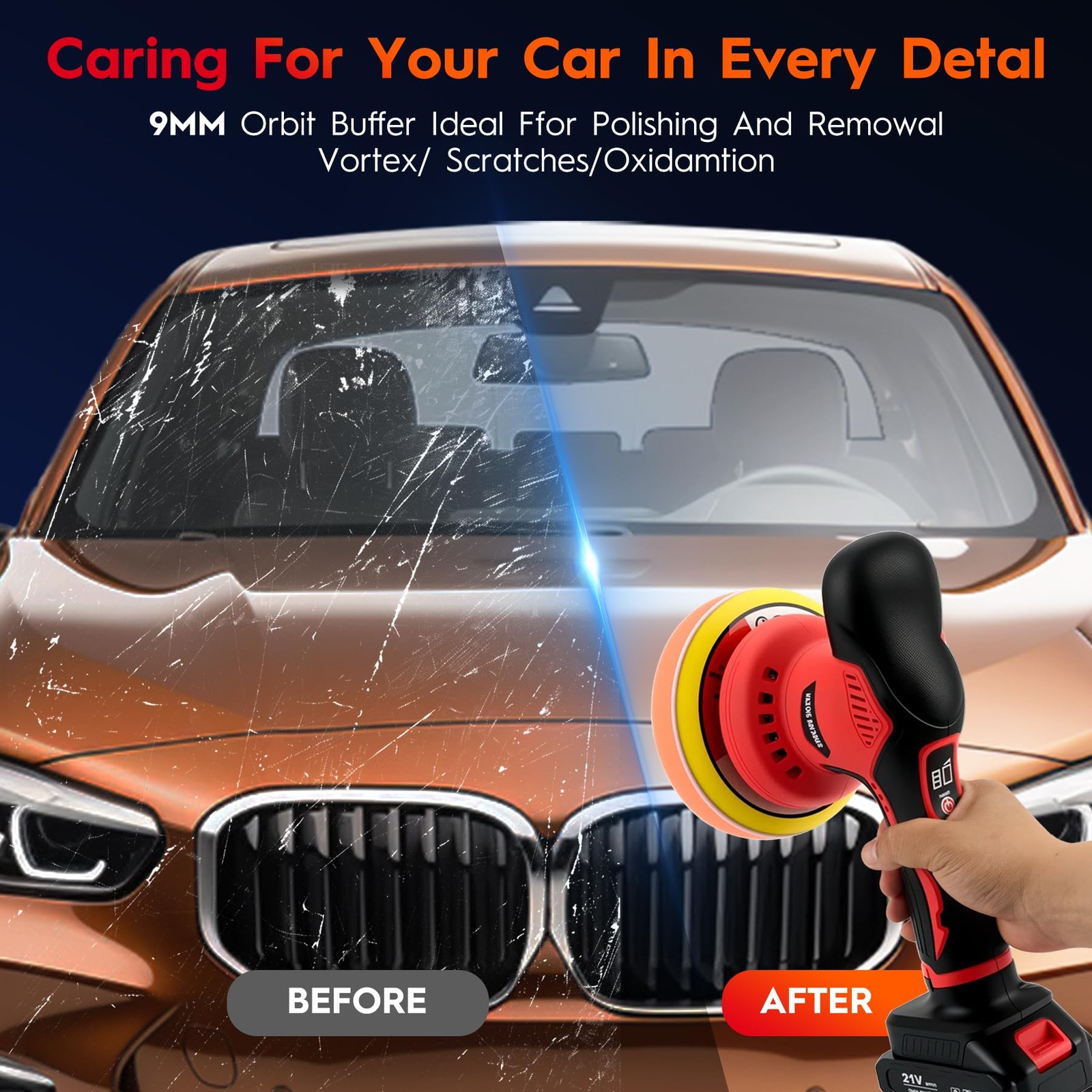 Cordless Car Buffer Polisher, 6 Inch Orbital Polisher Kit with 2x21V Batterie…