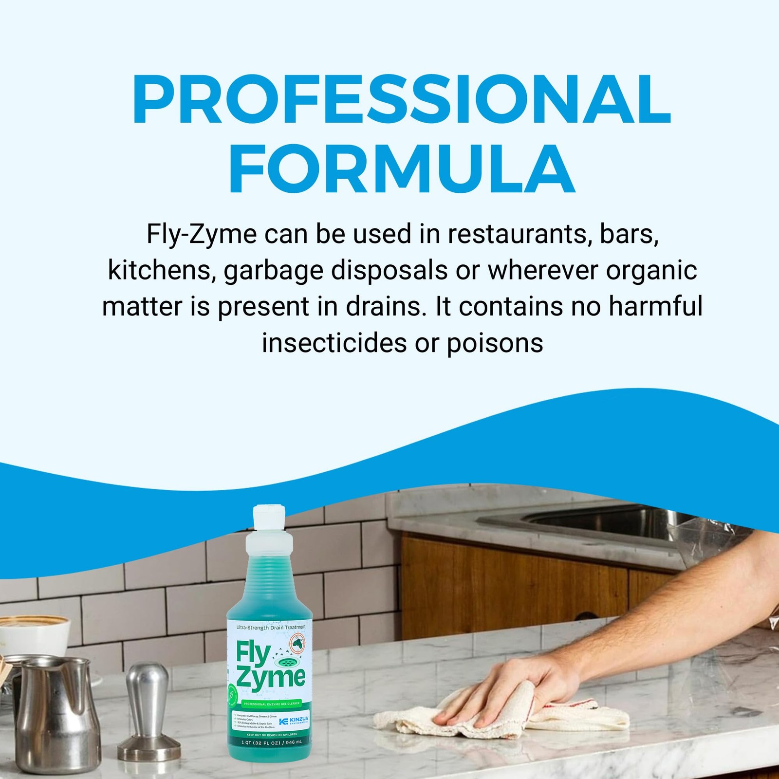 Enzyme Drain Cleaner 32 fl oz Organic Waste Odor Neutralizer Pipe Gel Fly-Zyme
