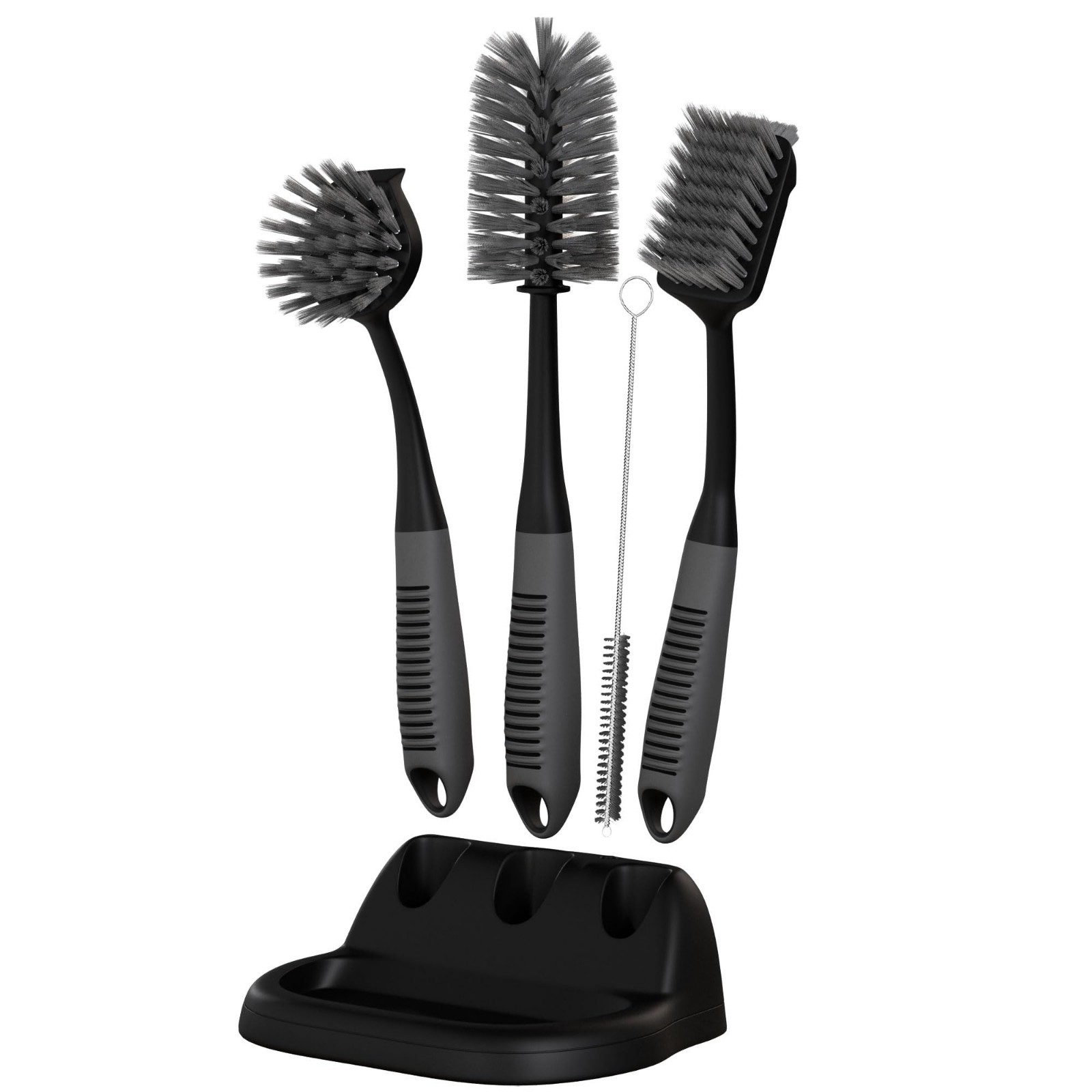 5-Piece Dish Brush Set with Holder – Non-Slip Long Handle Kitchen Scrubbers for
