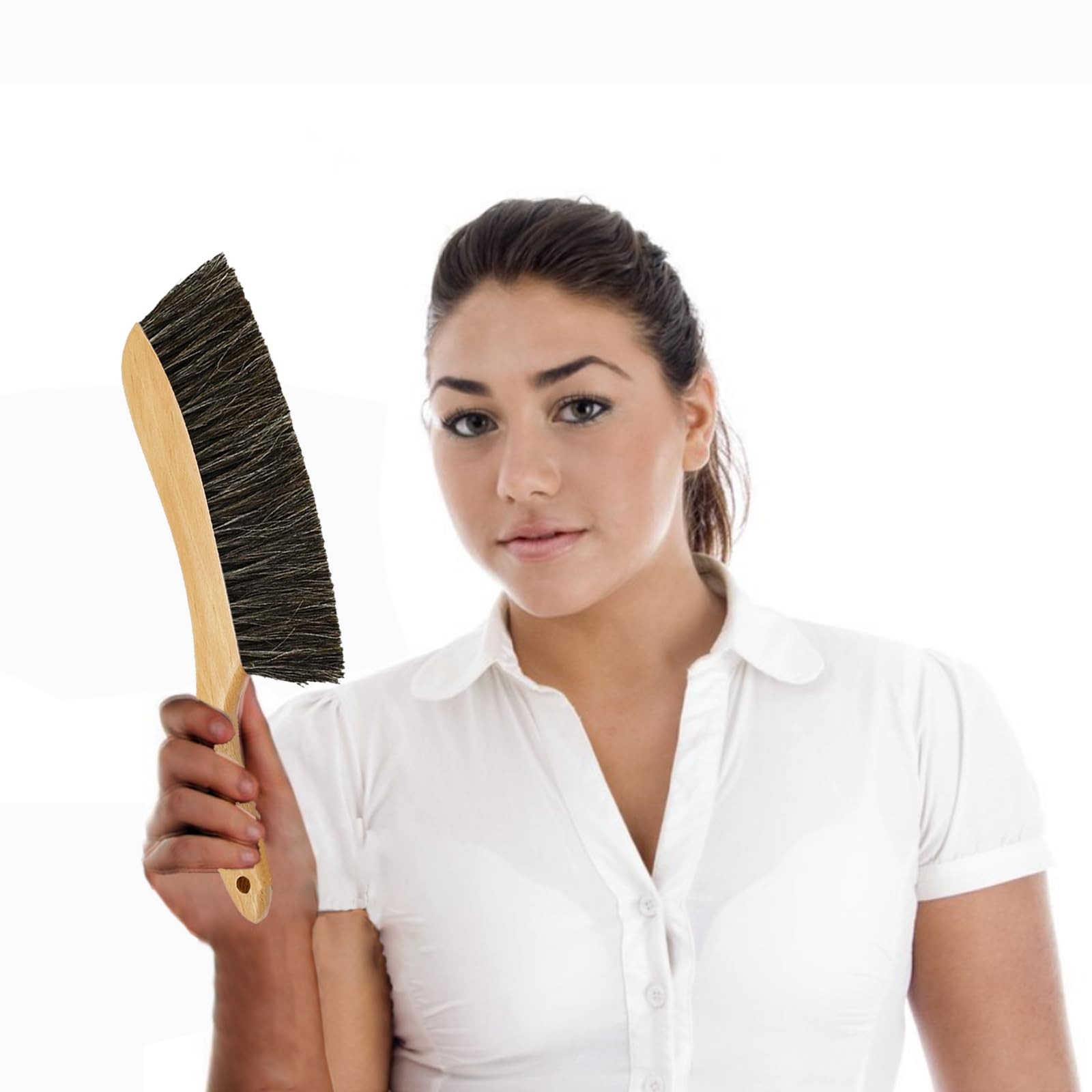 Horse Hair Brush Hand Broom Dusting Brush For Home Cleaning Wood Handle Soft Bru