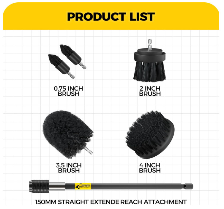 7Pack Drill Brush Attachment Set-Car Interior Detailing Kit，Power Scrubber Brush