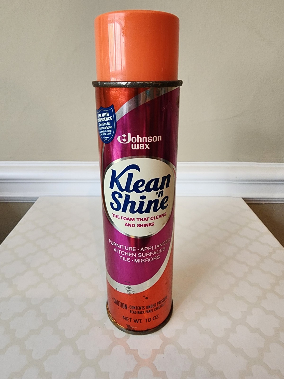 Vtg Johnson Wax Klean ‘n Shine Used Foam All Purpose Cleaner 10oz Spray Can