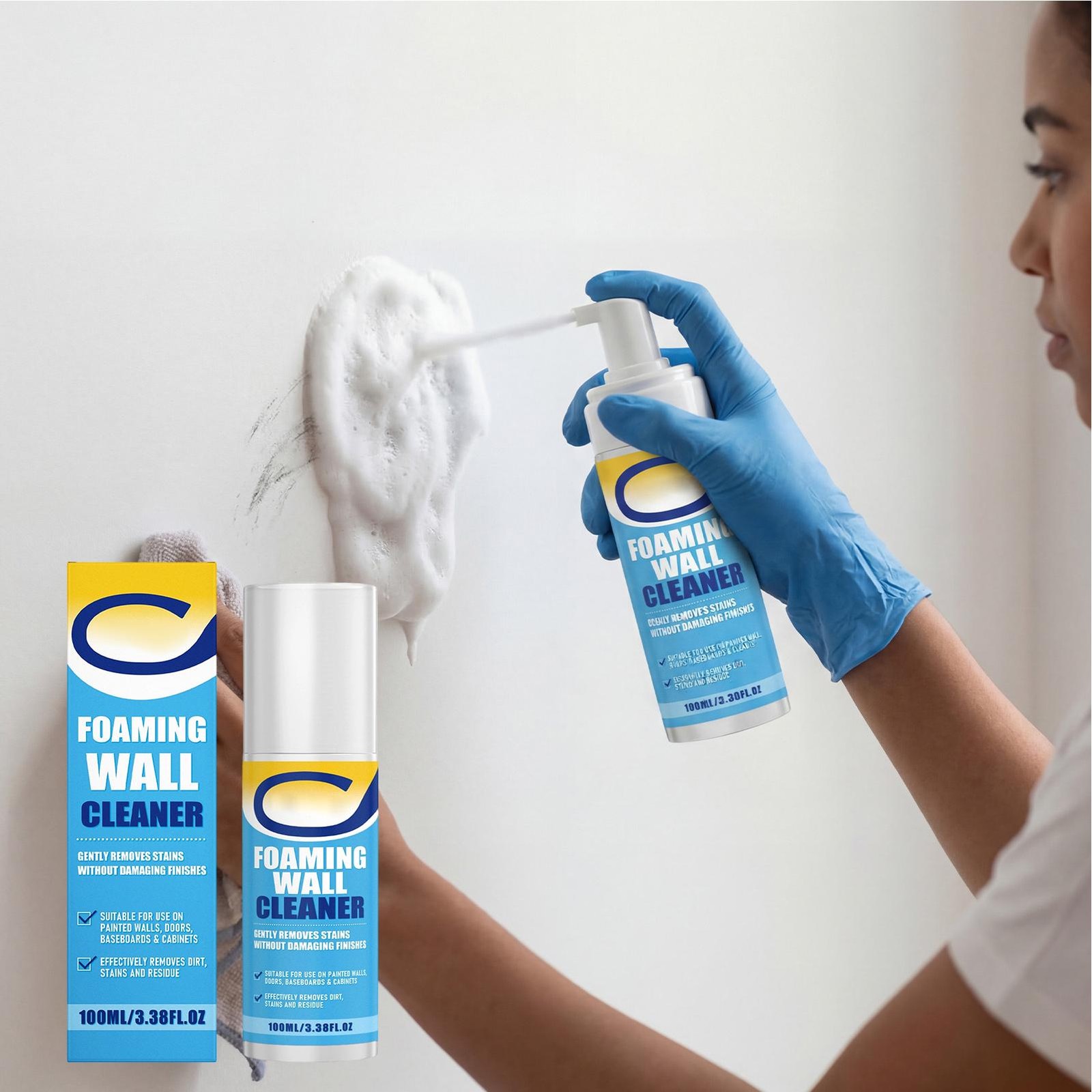 Foaming Wall Cleaner 100ml Stain Foam Spray Heavy Duty Kitchen Degreaser