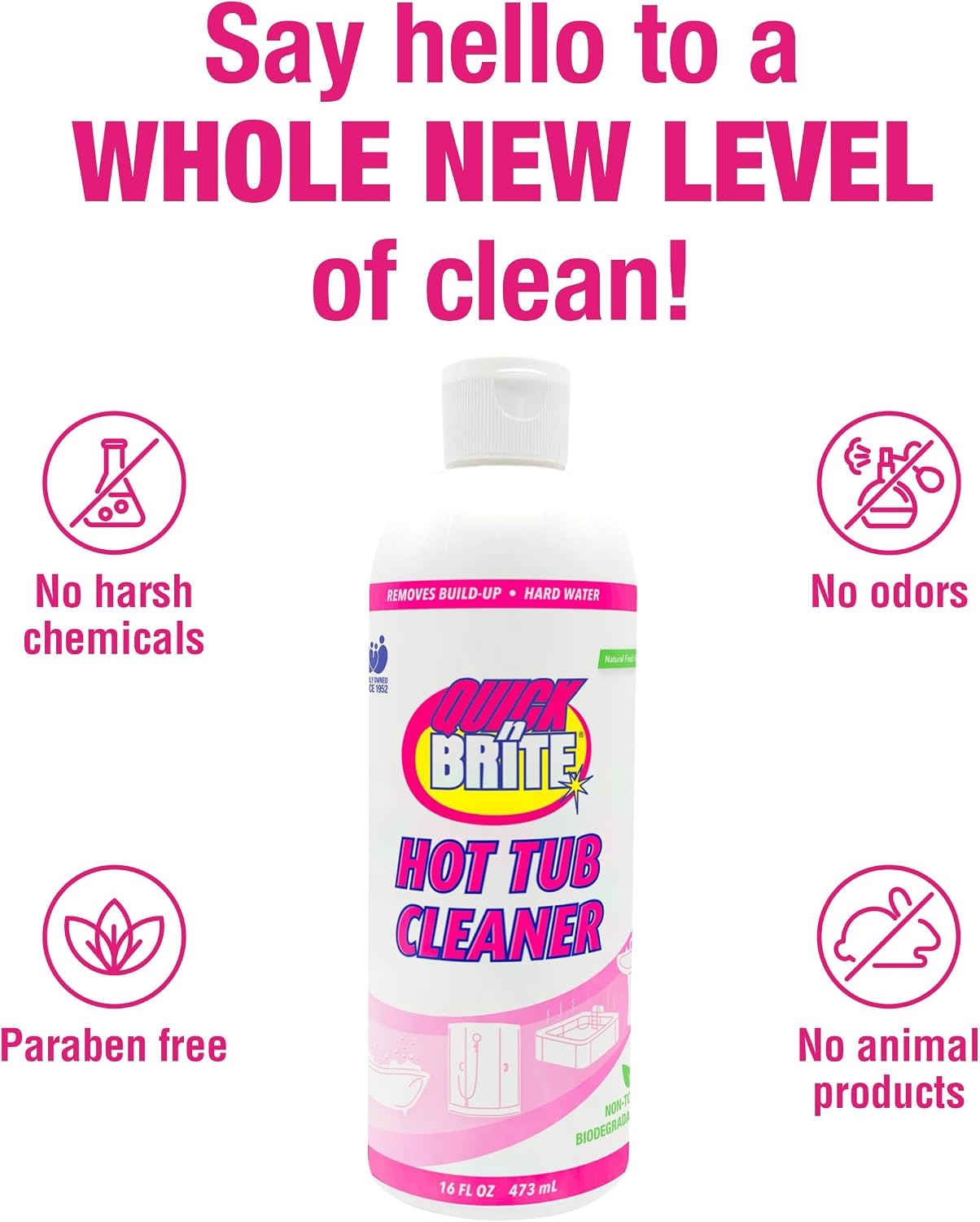 Quick N Brite Heavy Duty Hot Tub Cleaner Kit – Non-abrasive Cleaning Gel with