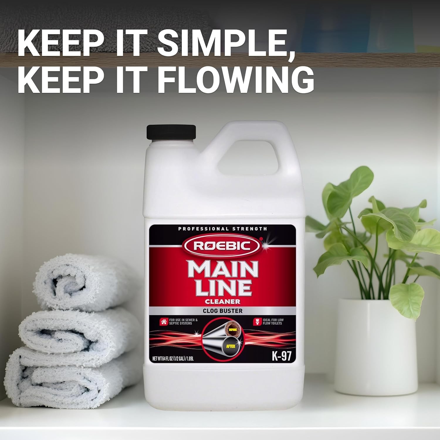 Main Line Cleaner Sewer Septic Tank Bacteria Enzymes Eliminate Clogs Safe 64oz
