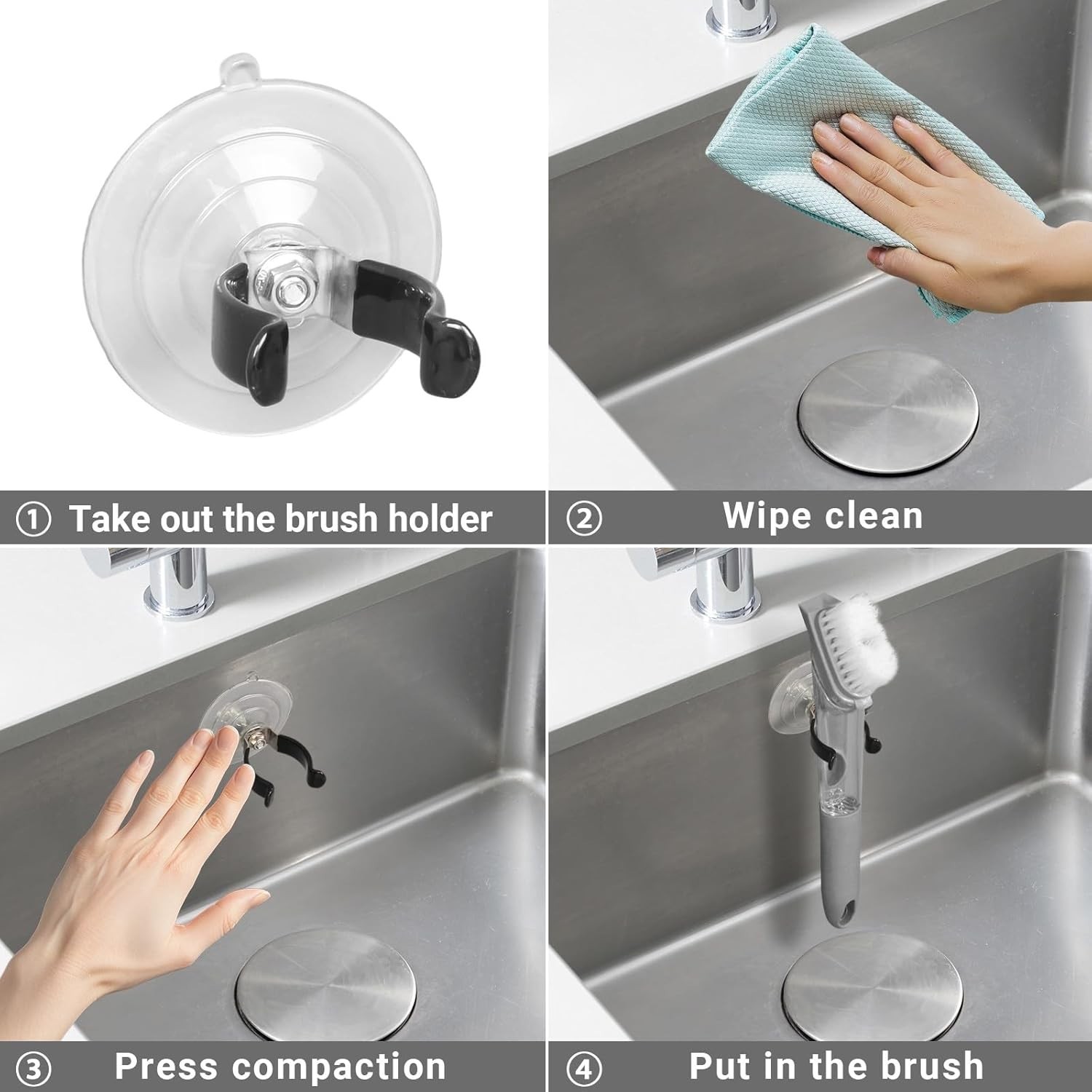 Soap Dispensing Dish Brush Storage Set Soap Dispensing Palm Brush Holder Kitchen