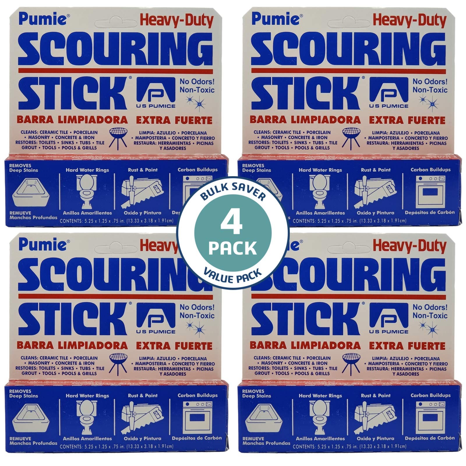 Pumie Scouring Sticks 4 Pack Powerful All Purpose Cleaning Tool for Tough Stains