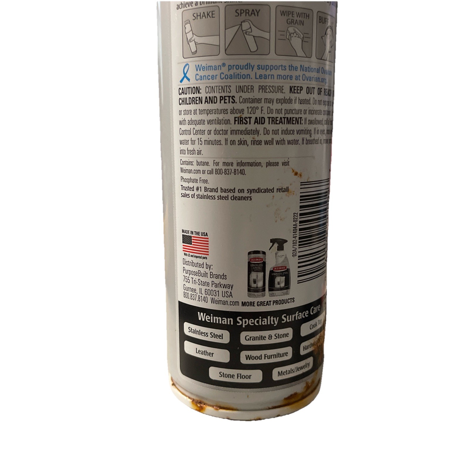 Weiman Stainless Steel Cleaner and Polish 12oz Spray Can