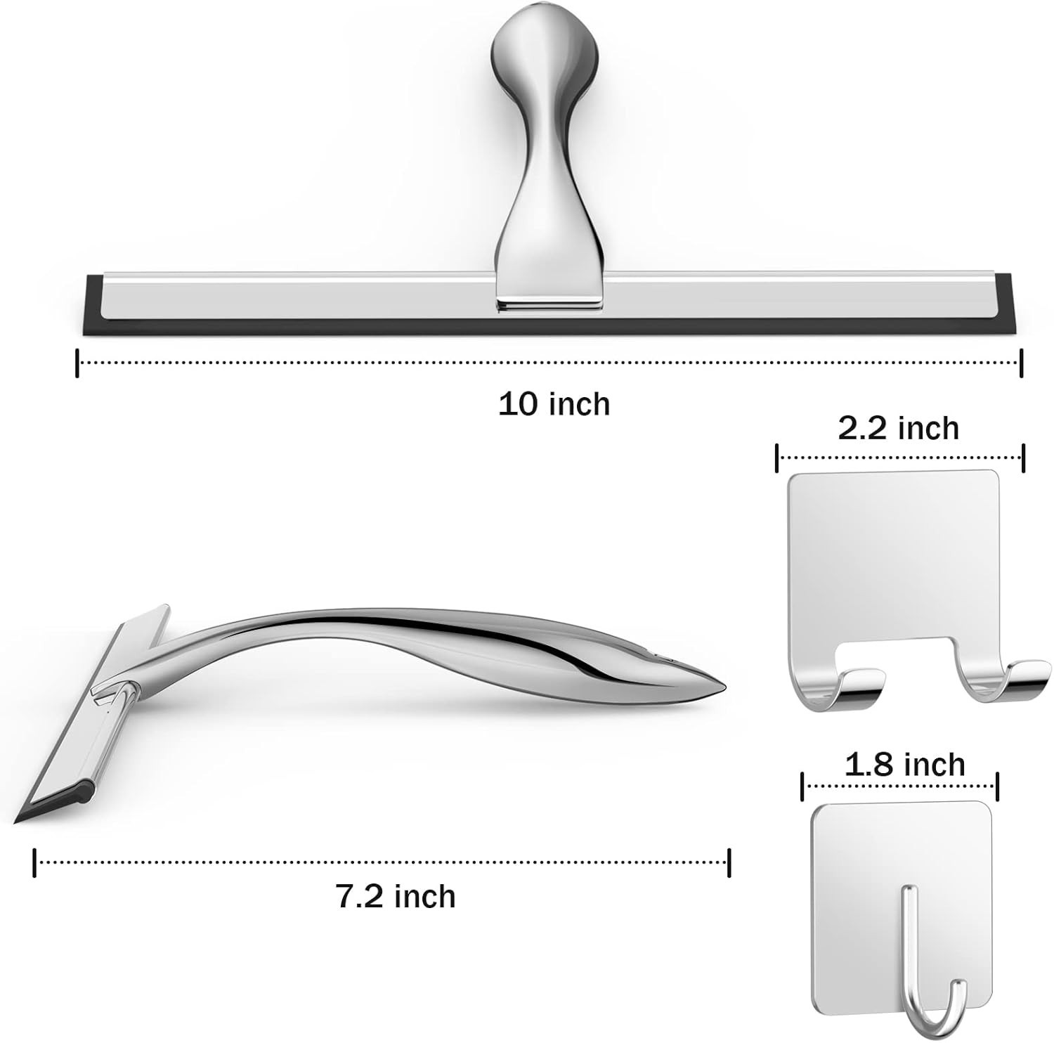 Stainless Steel Shower Squeegee 10in Glass Window Bathroom Cleaner Tile Wall Car