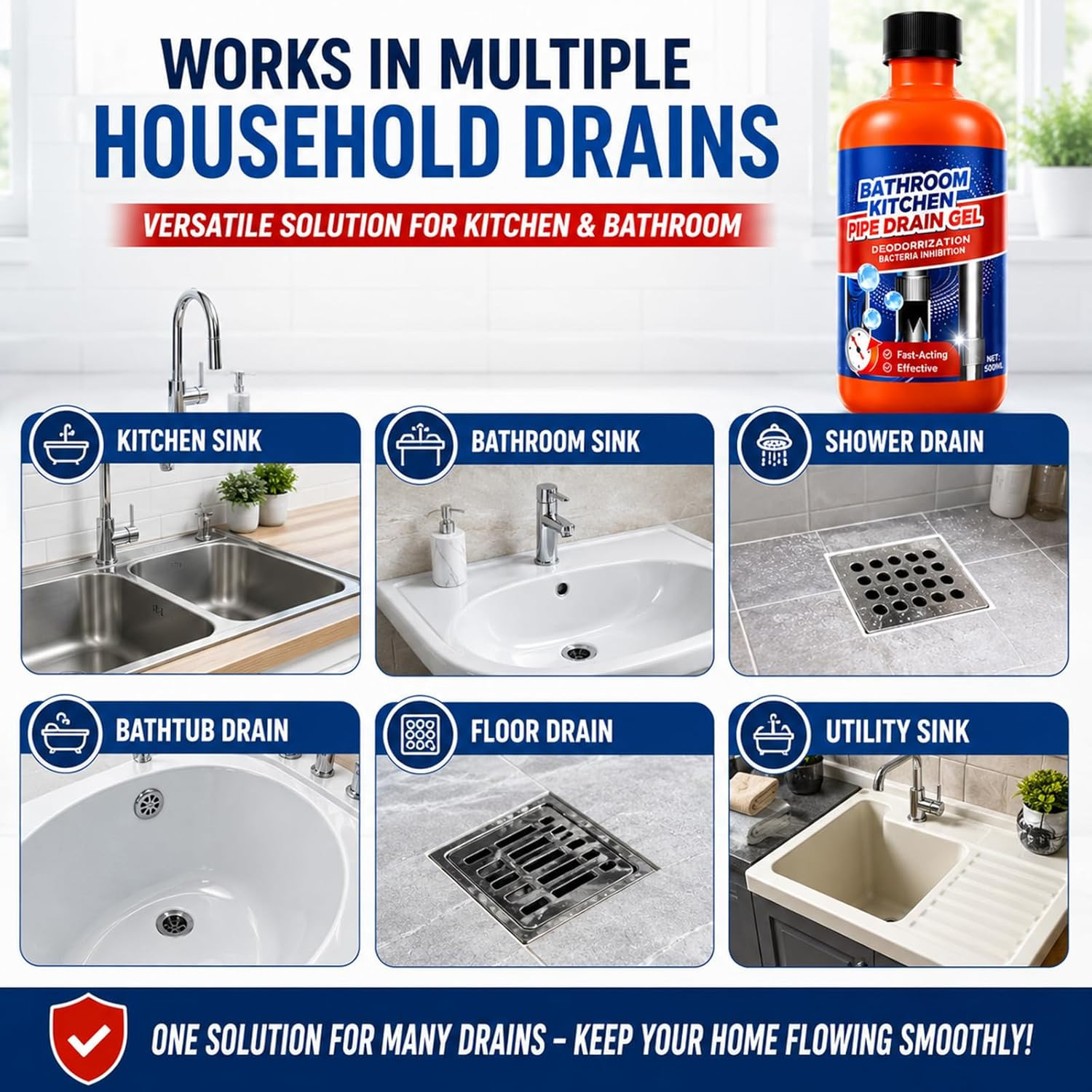 Drain Clog Remover 2 Pack, Drain Clog Dissolver, Opener-Cleaner, Toilet Clog Rem