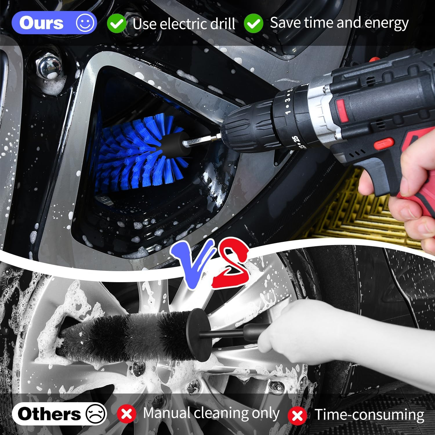 Drill Brush for Car Wheel and Bottle, Highly Dense and Durable Car Cleaning Brus