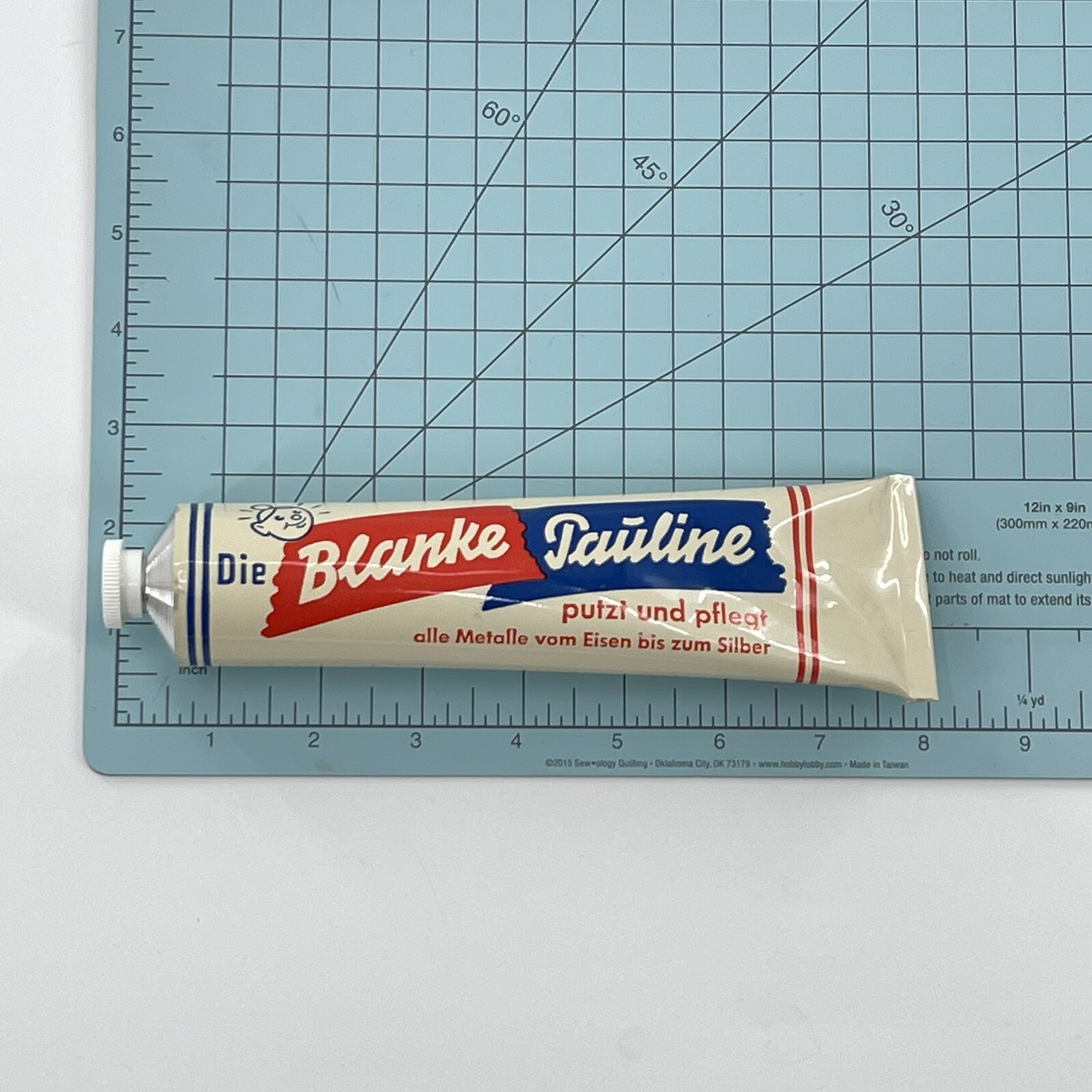 Vtg German Metal Polish Die Blanke Pauline – All Metal – Mid Century 7oz