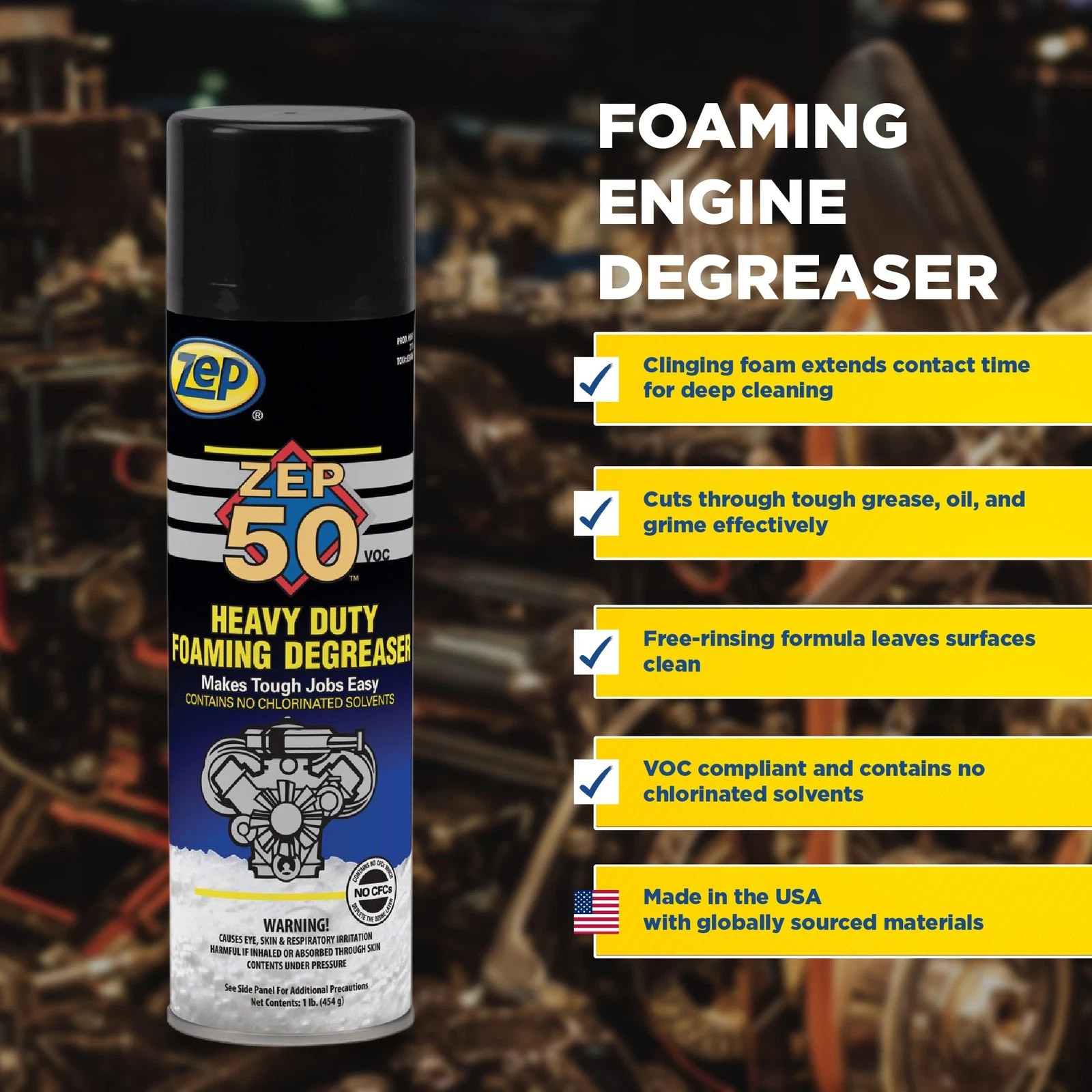 Zep 50 VOC Heavy Duty Foaming Degreaser 16 Oz (Case of 12) 361301