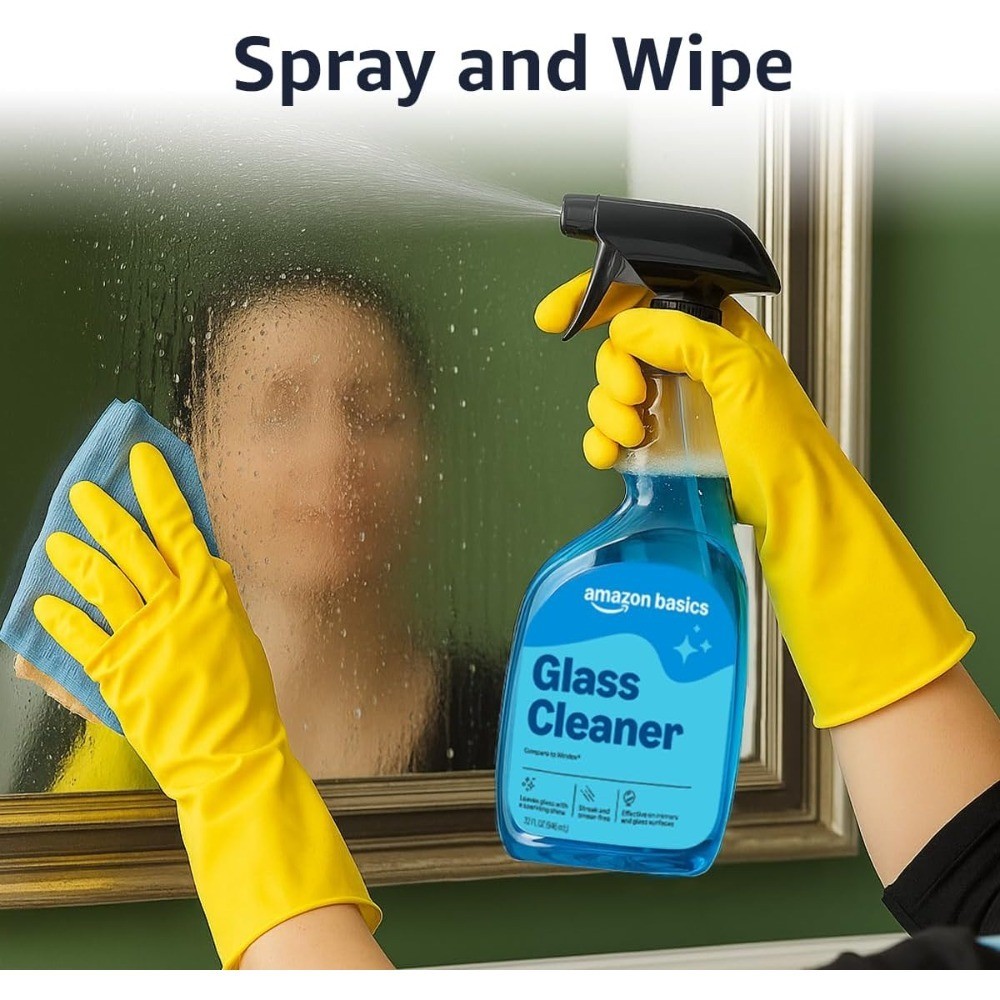 Glass Cleaner 32 Fl Oz 2 Pack with 1 Spray Bottle for Windows Mirrors