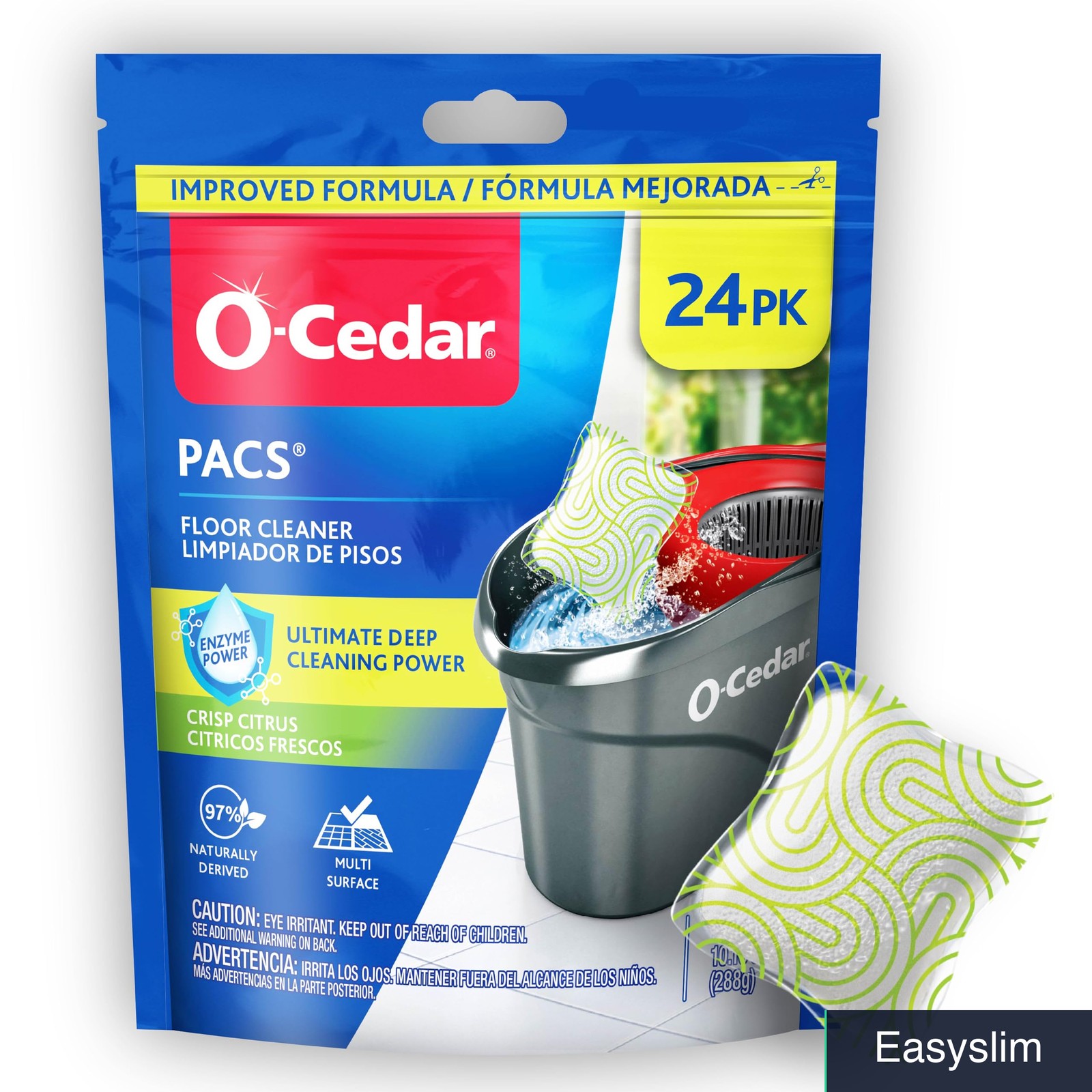 Concentrated Floor Cleaning Pacs 24 Count, Crisp Citrus, Enzymes