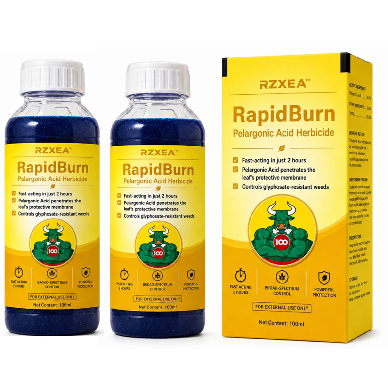 RZXEA RapidBurn Pelargonic Acid 100ml Natural Outdoor Plant Maintenance Liquid