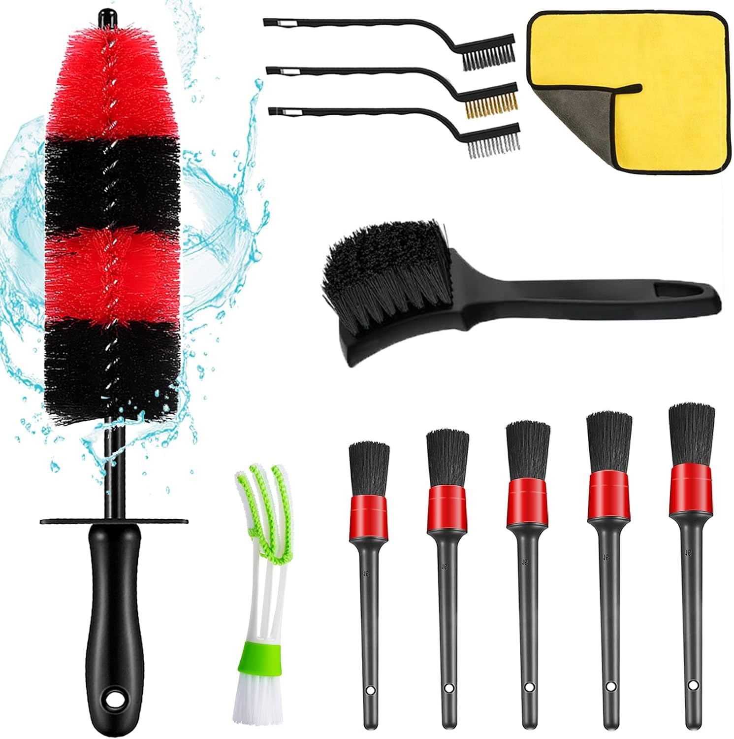 12Pcs Car Wheel & Tire Brush Kit,Including 17inch Long Wheel Brush,Short Hand…