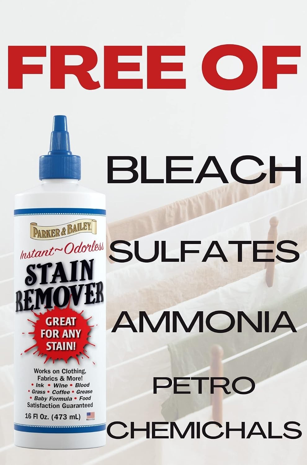 Odorless 16oz Stain Remover for Blood, Chocolate & More – Multi-Surface Solution