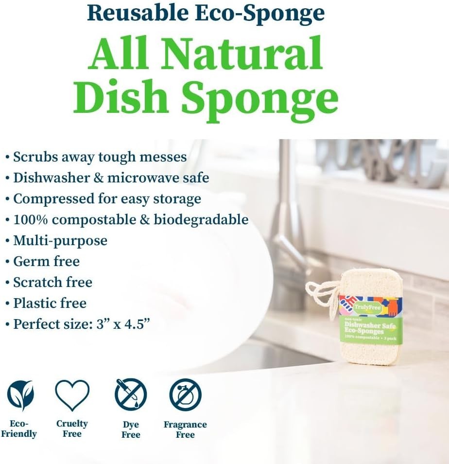 Natural Cleaning es, 100% Organic Luffa Dish Scrubber, Plant-Based Compostabl…