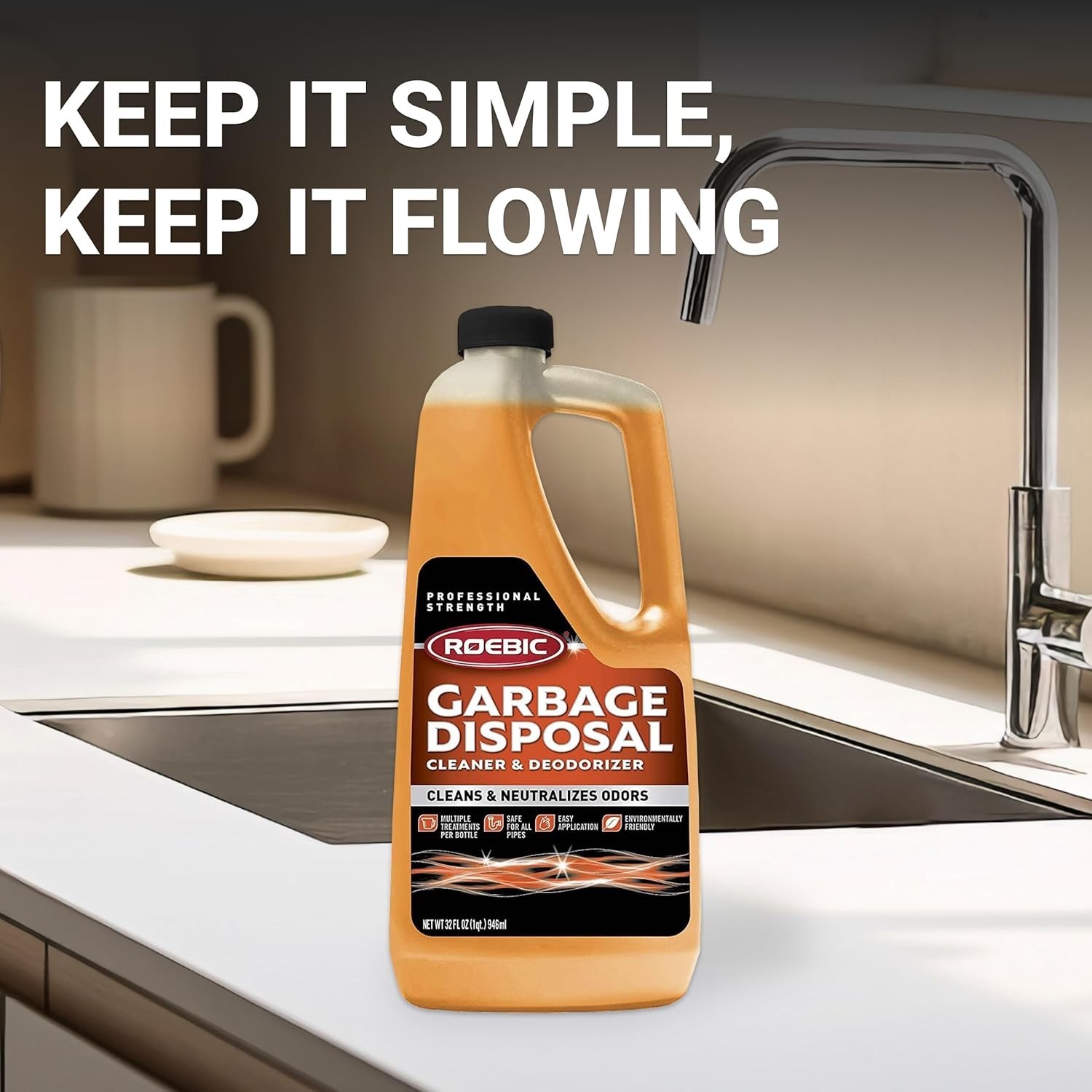 32 Fl Oz K-27 Biodegradable Garbage Disposal Cleaner – Safe and Easy to Use