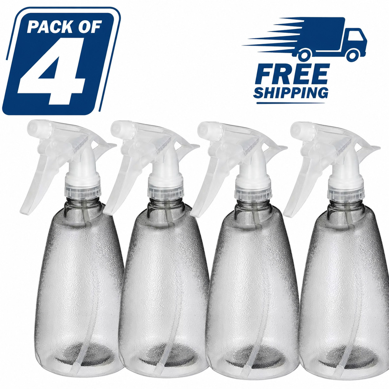 16oz. Plastic Trigger Spray Bottles Transparent Everyday Use Multipurpose 4pk