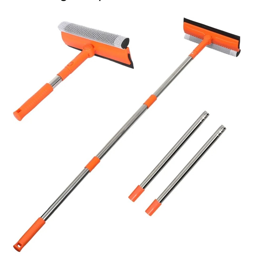 Window Squeegee, 2-in-1 Window Cleaner with 55″ Extension Poles, Window Washi…