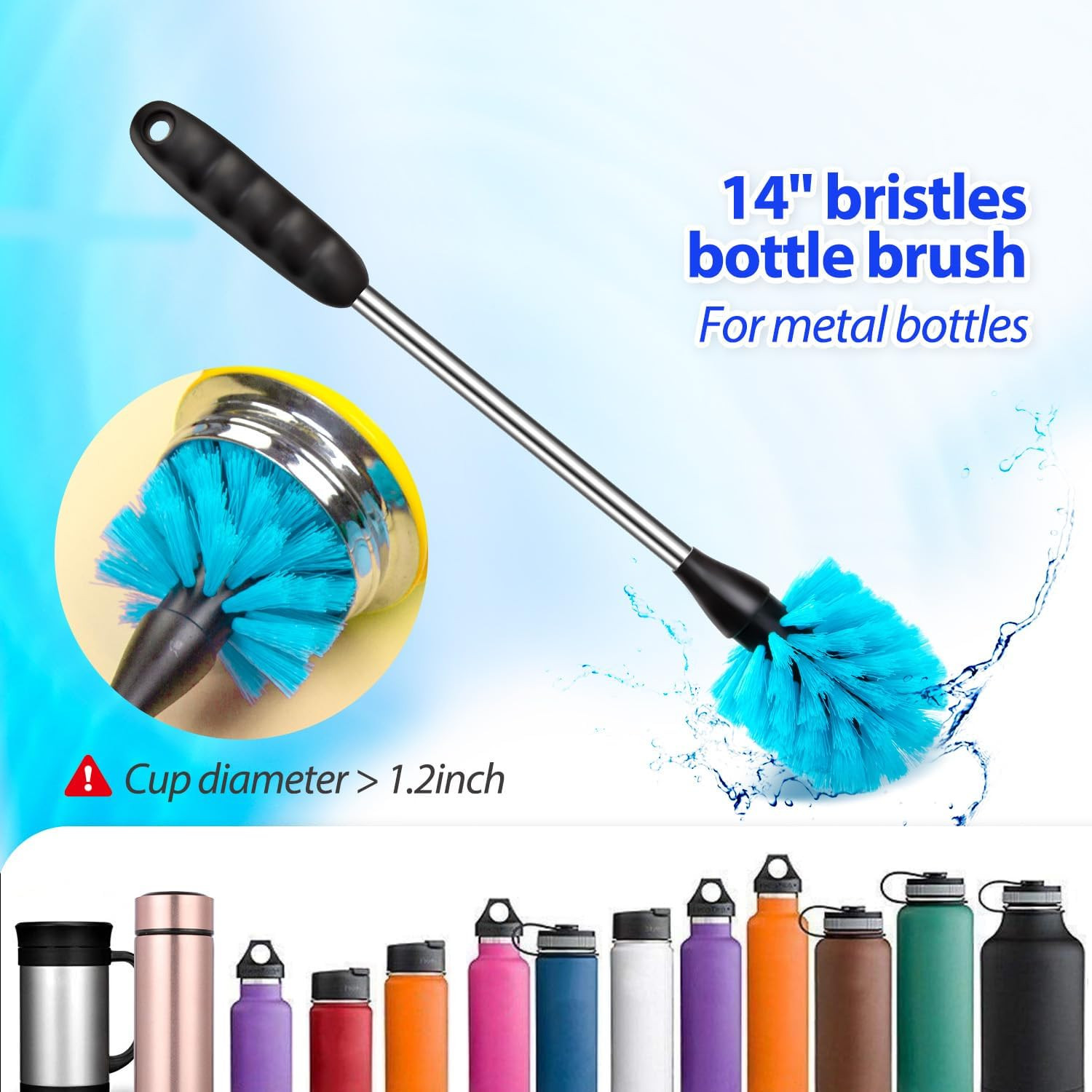Bottle Brush Tube Cleaning Lab Set with Long Handle, Cup Cleaner for Washing Nar
